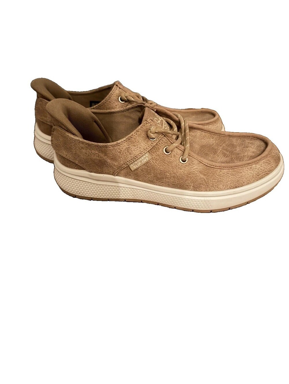 BOBS Skechers Slip-ins 114830 Women’s 6.5 Tan Moc Toe Memory Foam Shoes